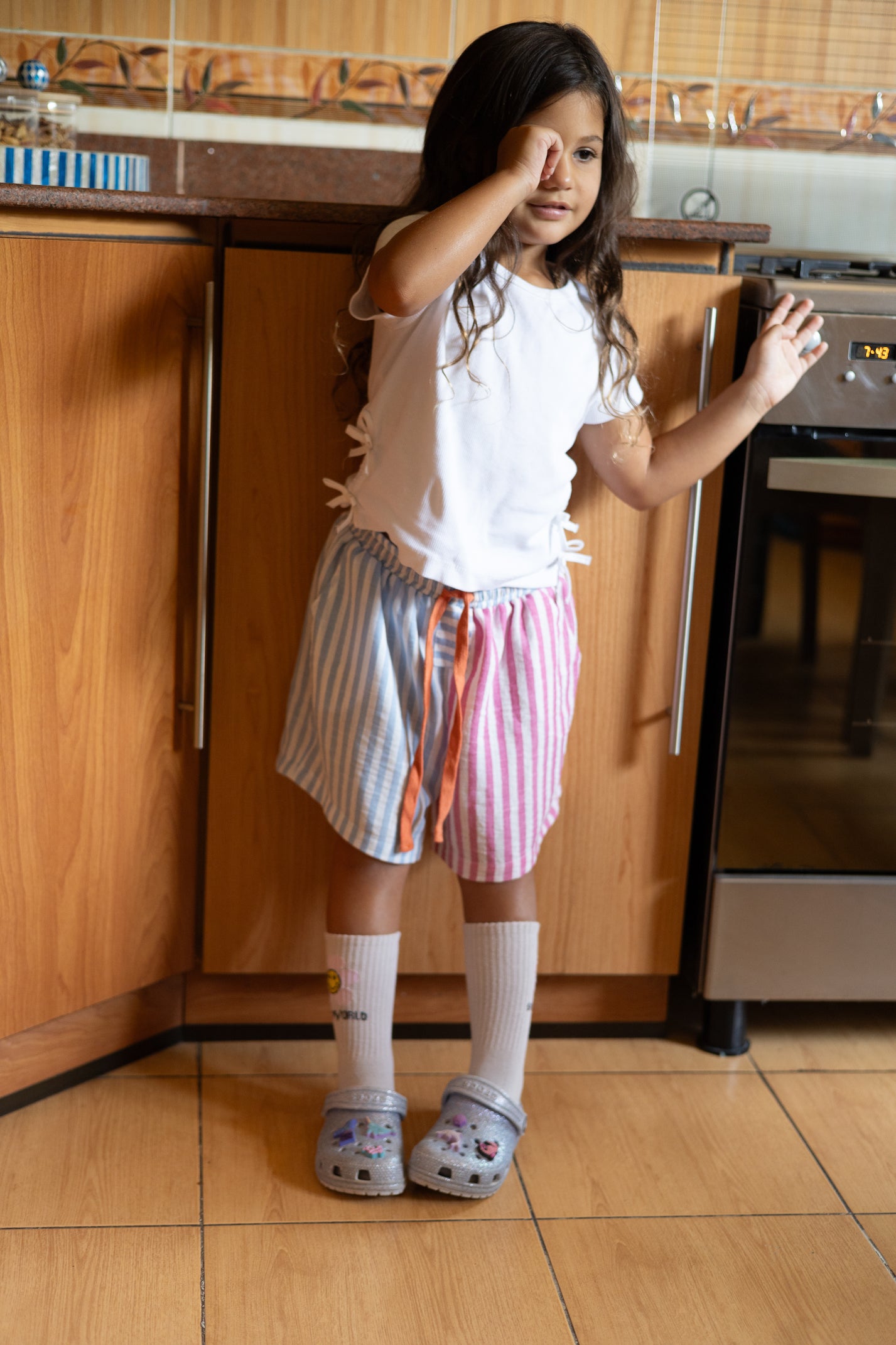 StripeStripe Shorts (Beige & Pink)
