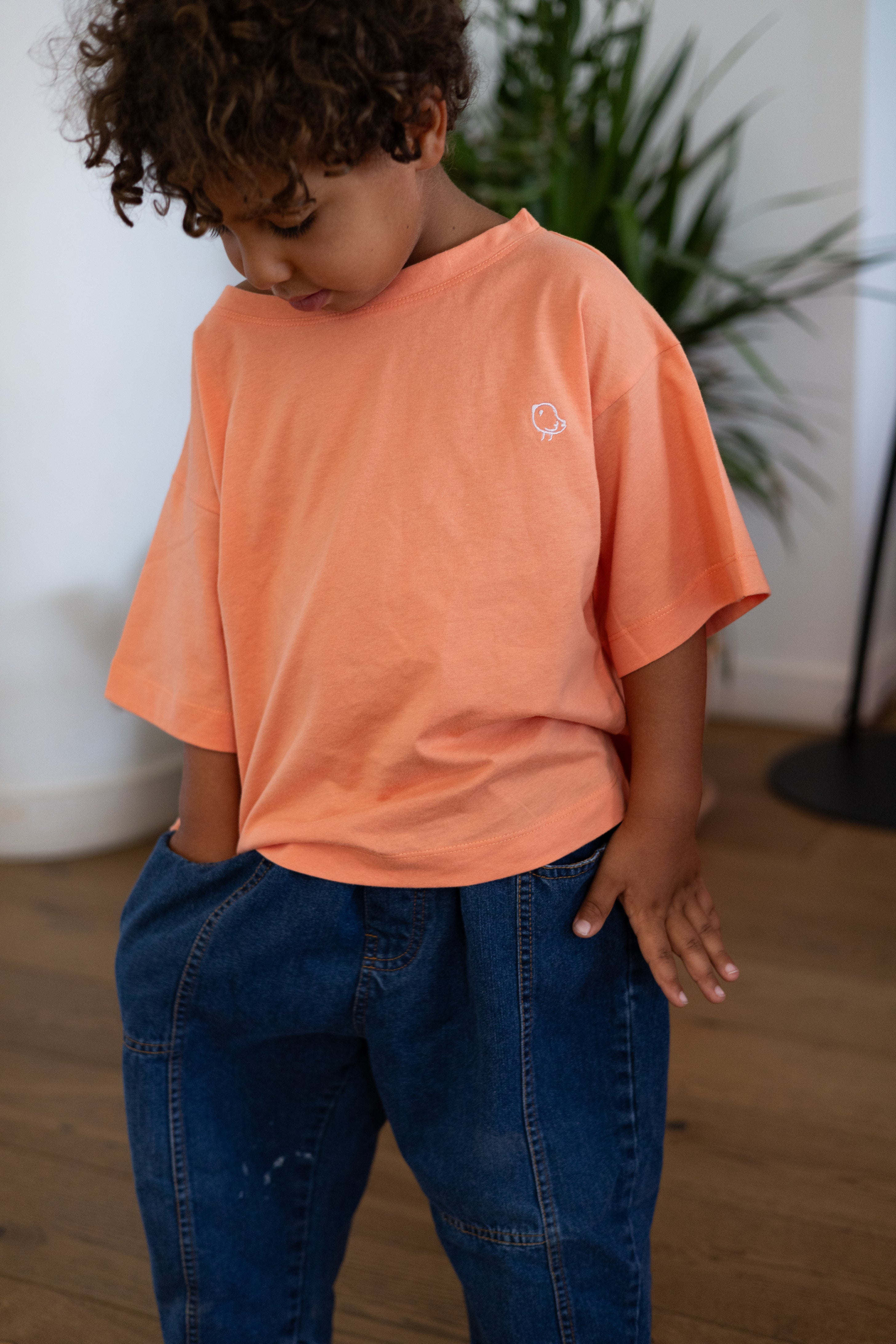 The Box Tshirt (Beige & Salmon-Pink)